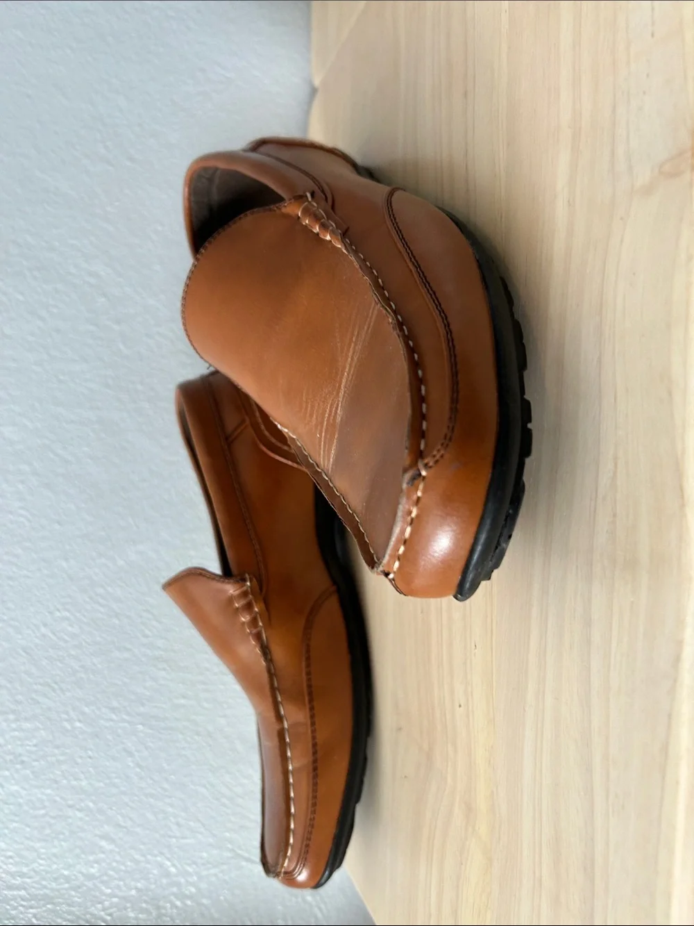 Stacy Adams Cognac Brown Leather Slip-On Loafers